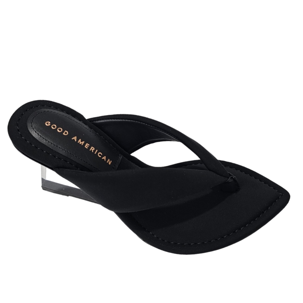 GOOD AMERICAN Size 7 WEDGE SANDAL BLACK NEOPRENEA WOMENS - Picture 8 of 10